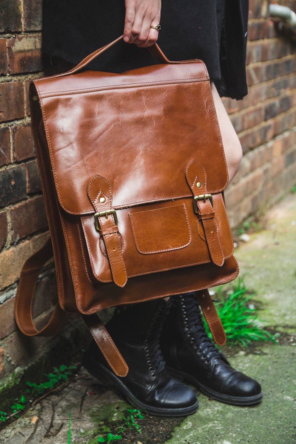 Tan Leather Metropolitan Backpack With Internal Pockets