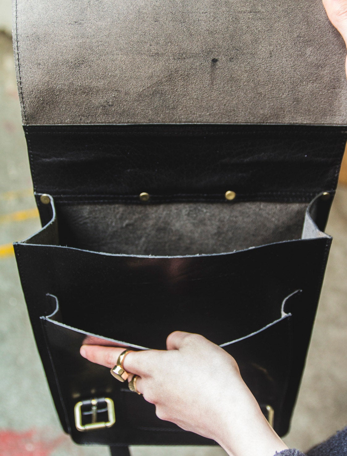 Black Leather Backpack With Top Flap (Exclusive Edition)
