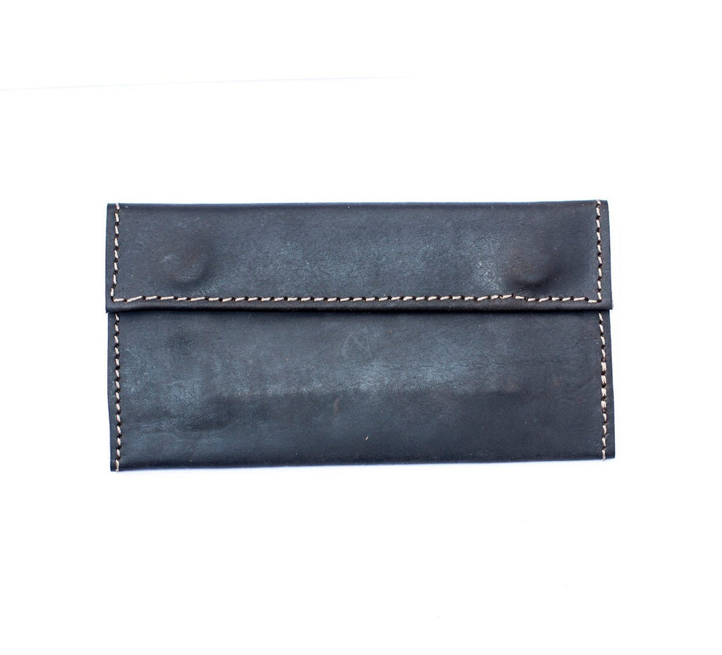 Hand Made Black Leather Tobacco Pouch | Tobacco Wallet (Slim)