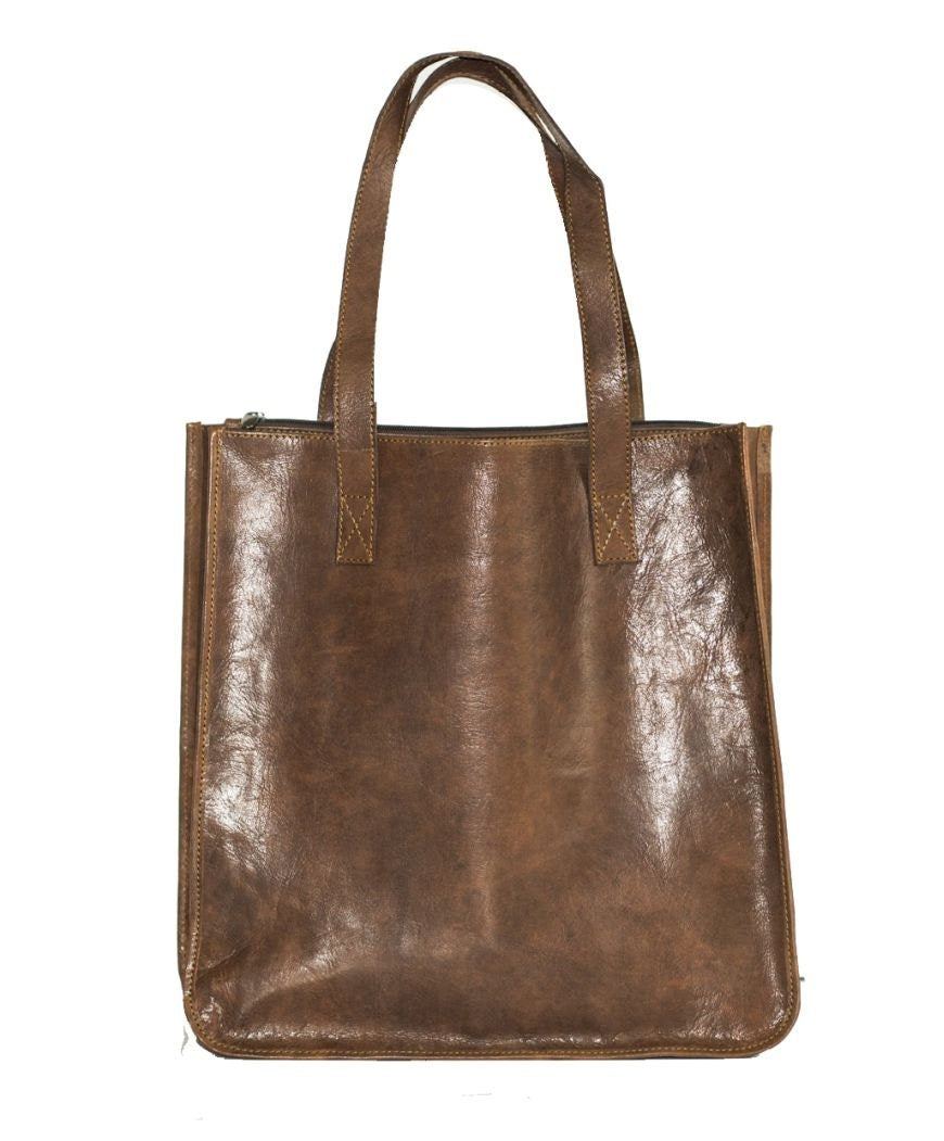 Brown Leather Tote Shopper Bag