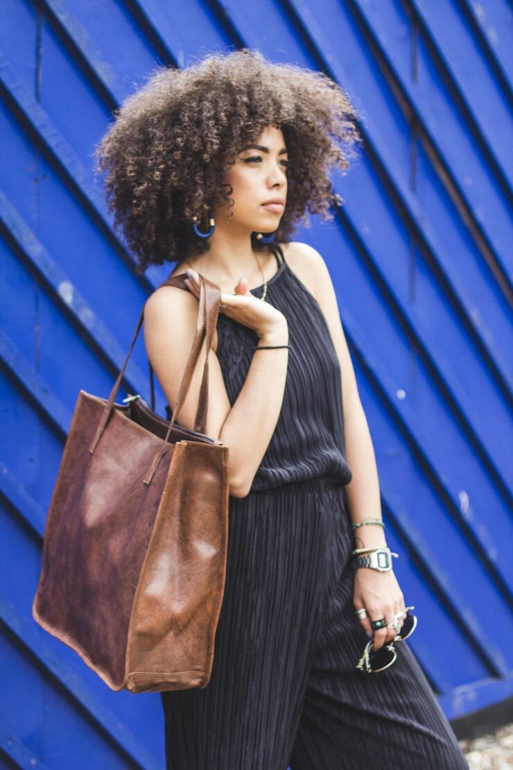 Brown Leather Tote Shopper Bag