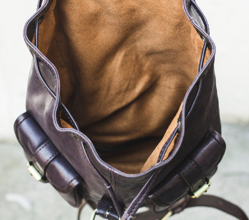 Soft Leather Rucksack Backpack In Brown Grey
