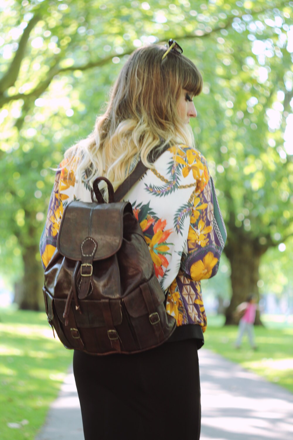 Dark Brown Leather Rucksack | 80's Boho Style