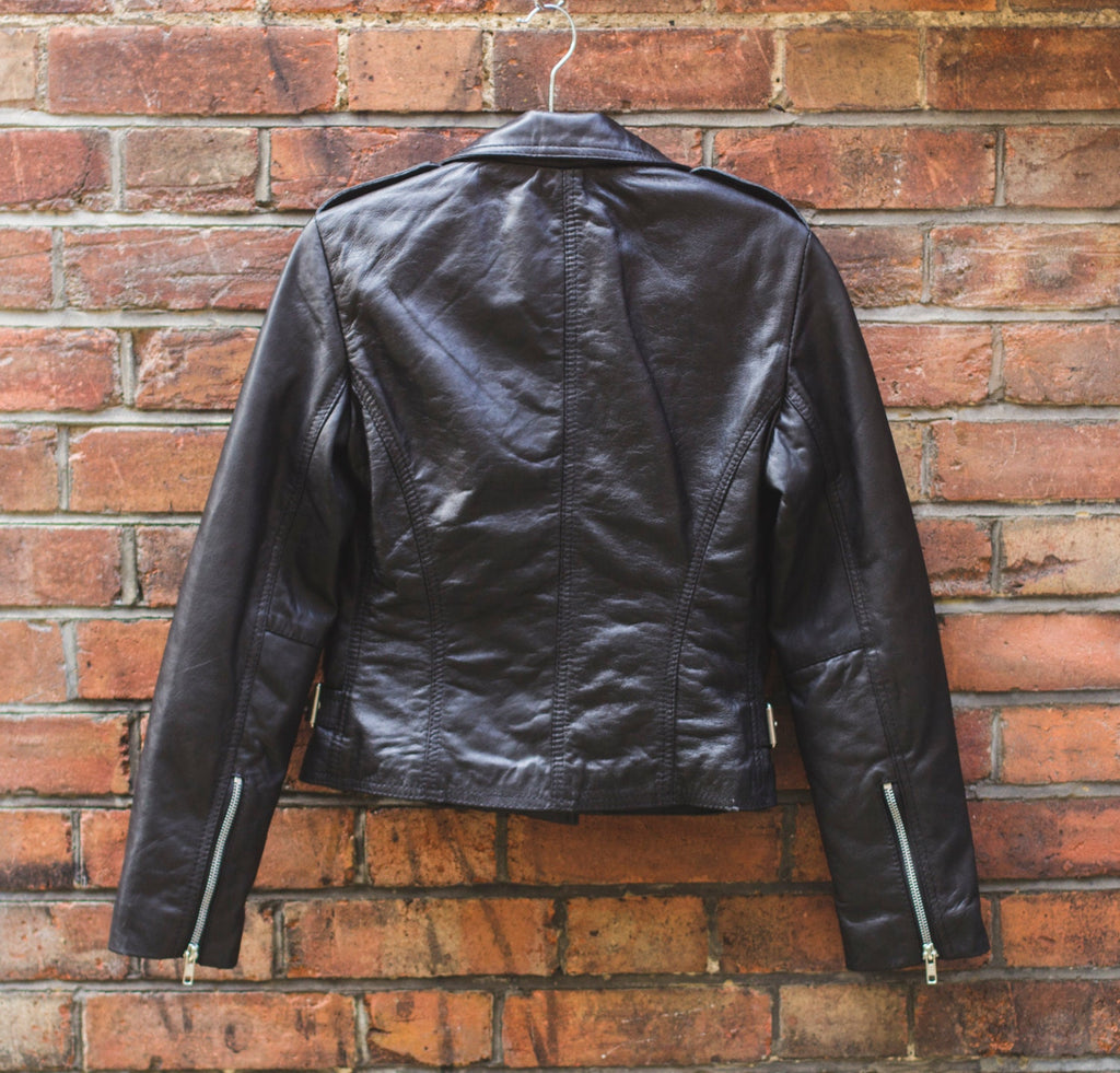 80's Style Classic Lambskin Biker Jacket