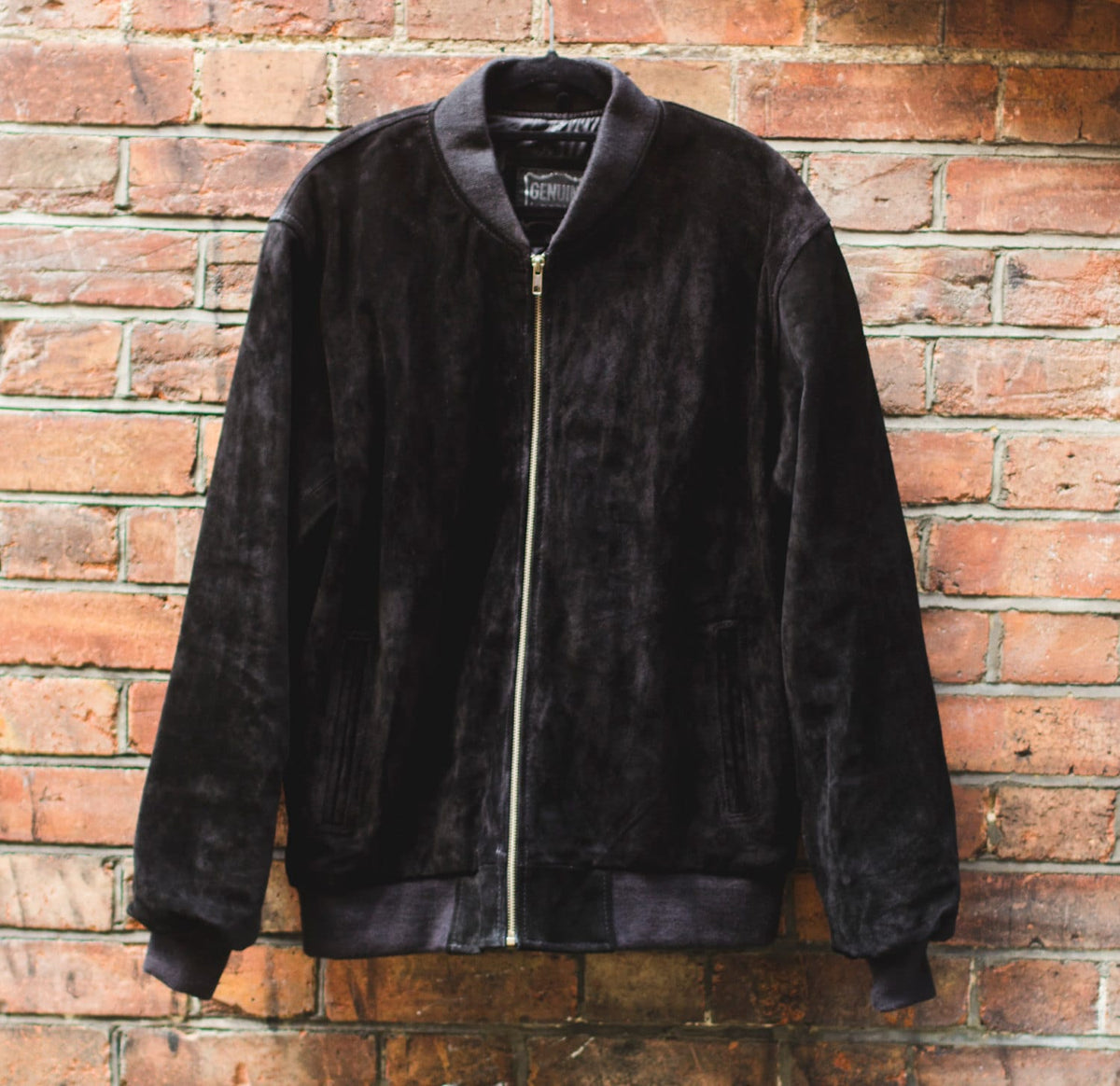 Suede Bomber Jacket In Black
