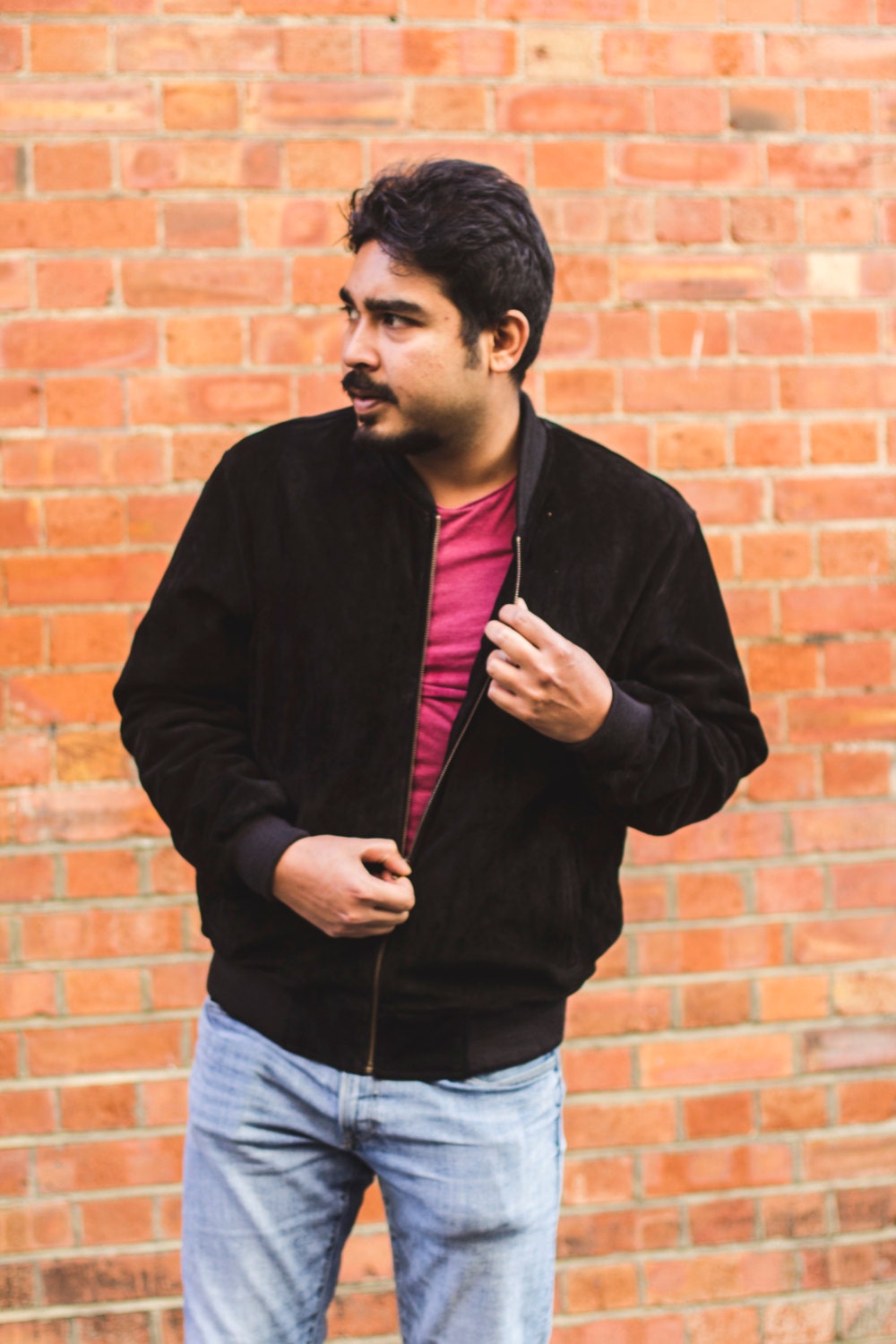 Suede Bomber Jacket In Black