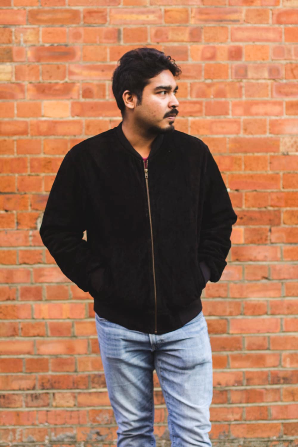Suede Bomber Jacket In Black