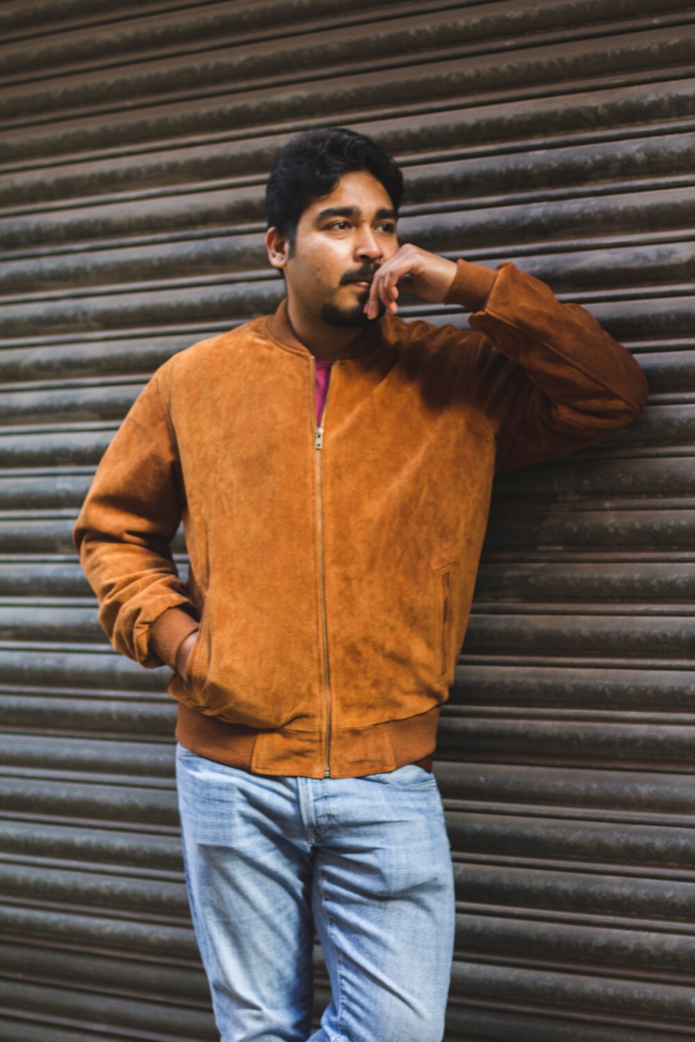 Suede Bomber Jacket In Tan Brown | Pulp Fiction Jacket