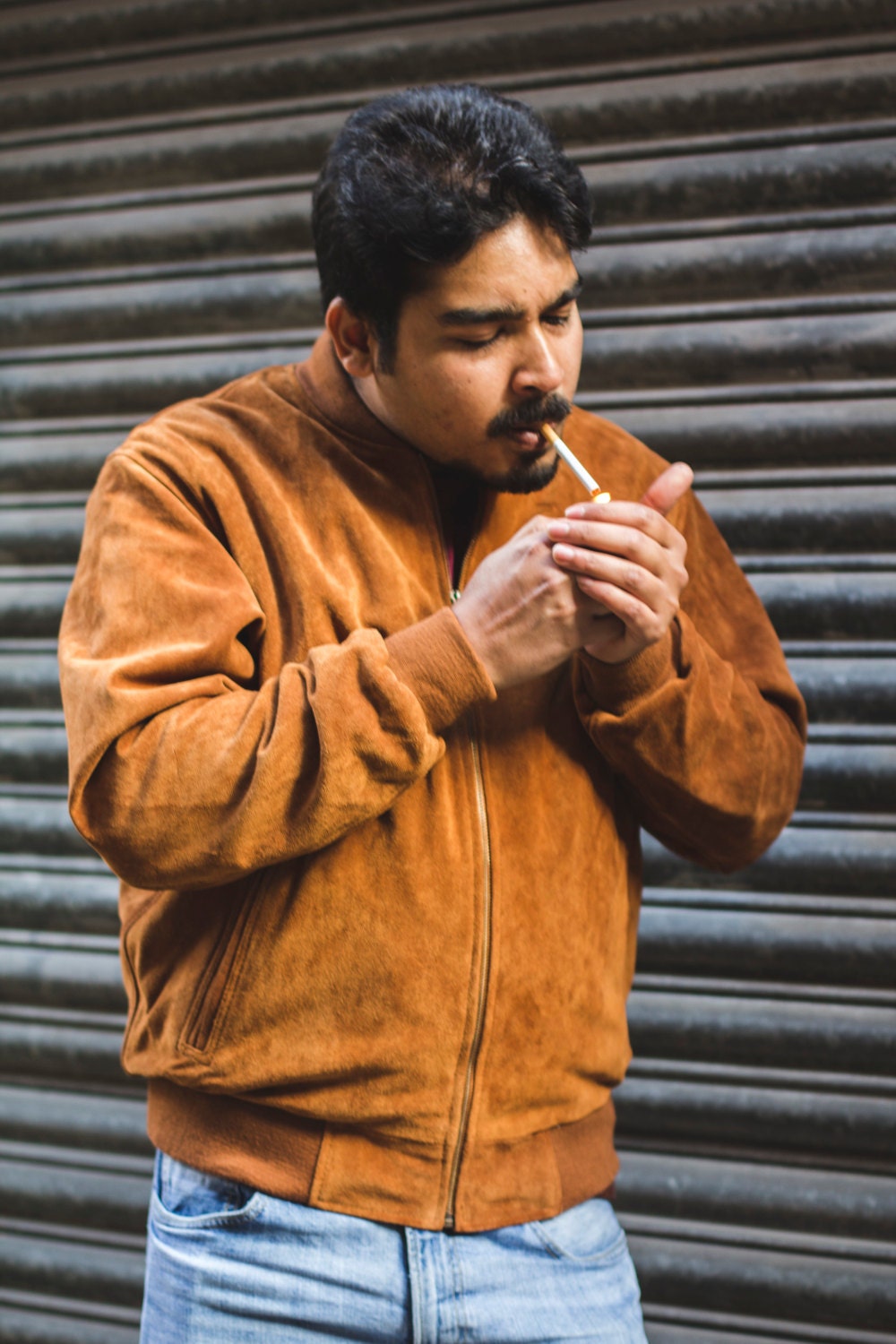 Suede Bomber Jacket In Tan Brown | Pulp Fiction Jacket