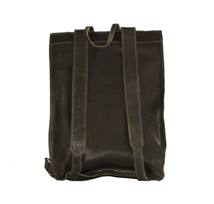 Hunter Leather Messenger Backpack In Coco Brown