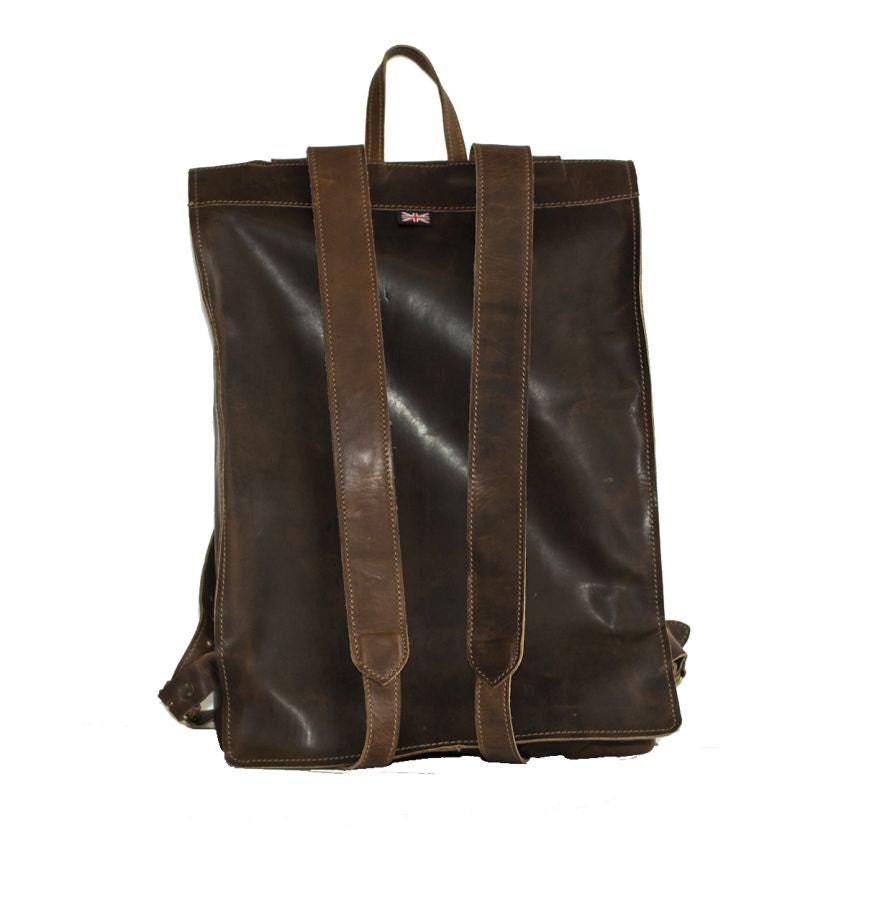 Hunter Leather Messenger Backpack In Dark Brown