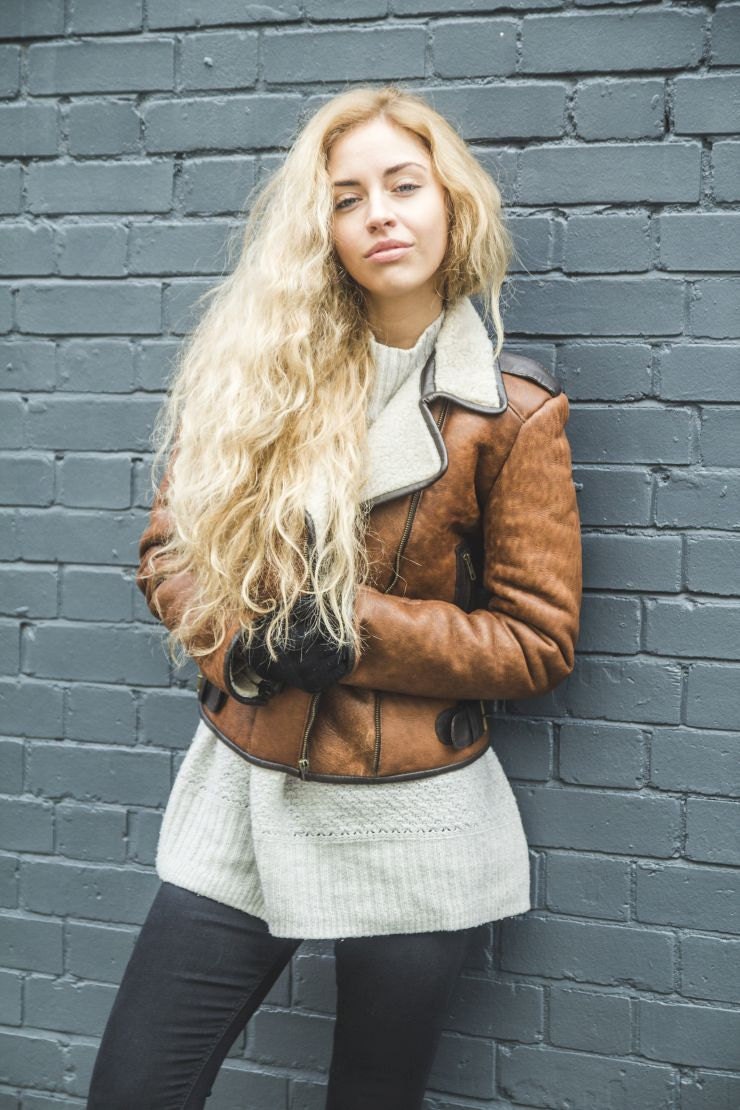 Genuine Sheepskin Biker Jacket With Shearling