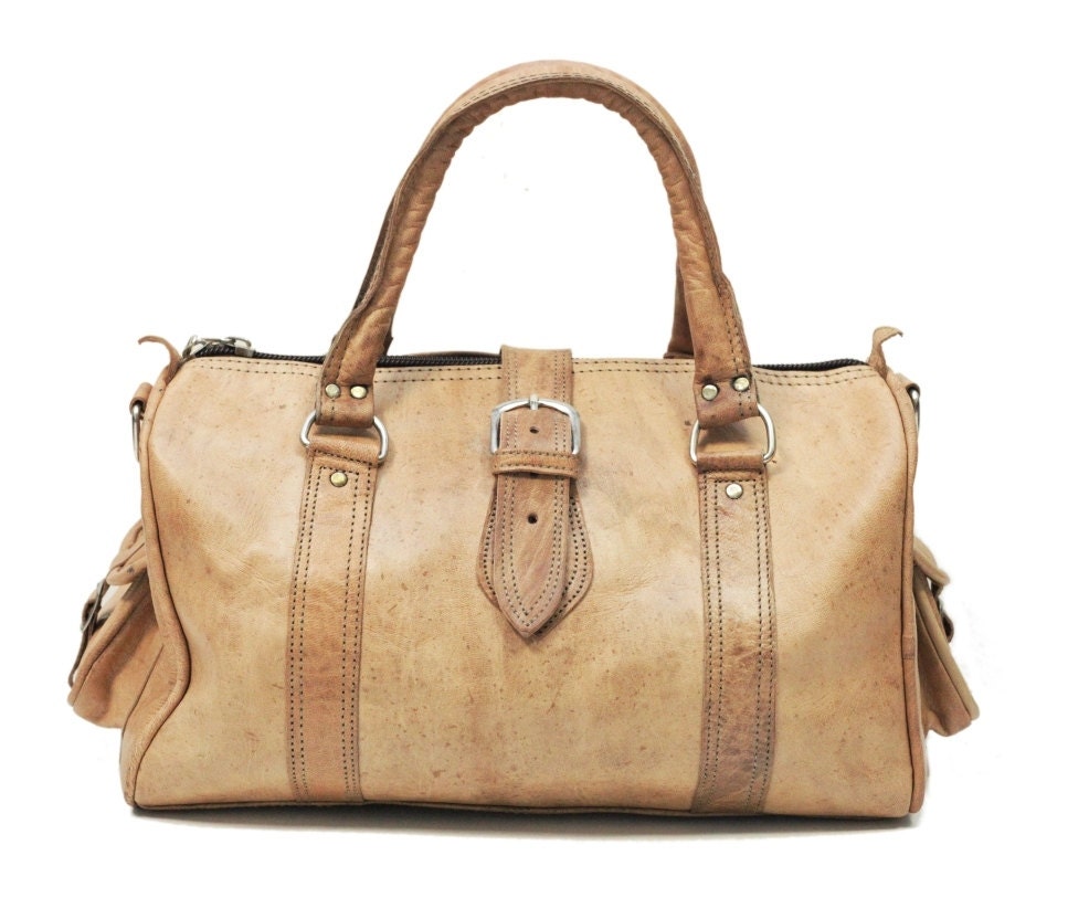 80's Style Urban Tan Brown Duffle Bag