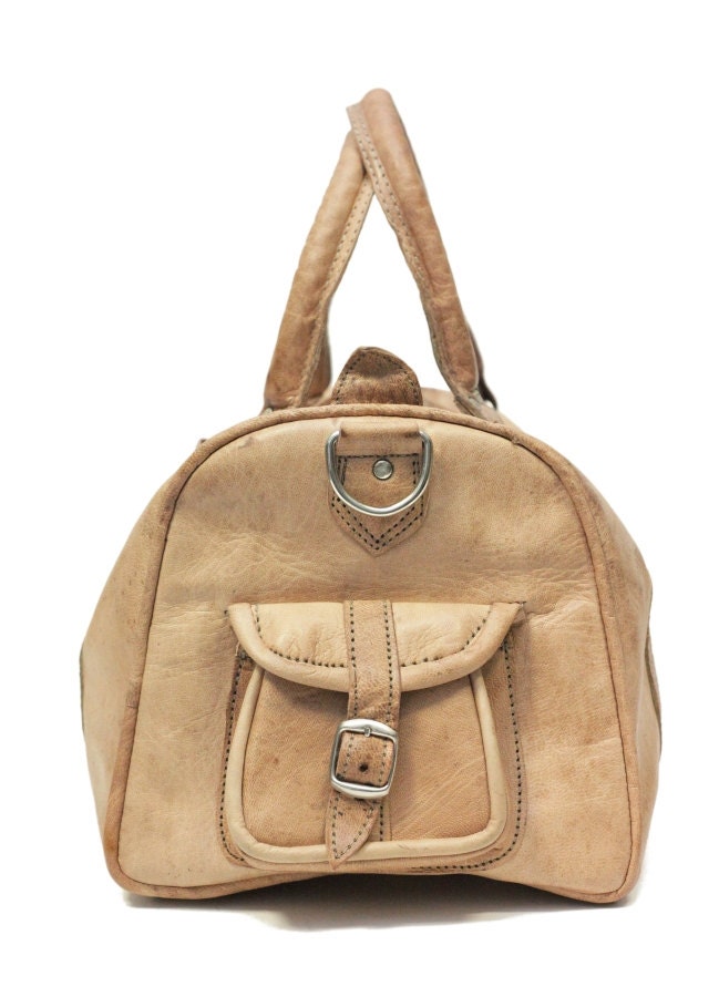 80's Style Urban Tan Brown Duffle Bag