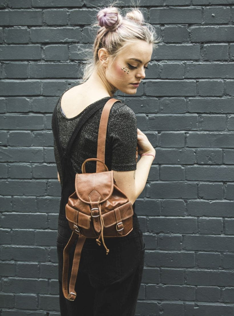80's Festival Style Miniature Rucksack (Toffee Brown)