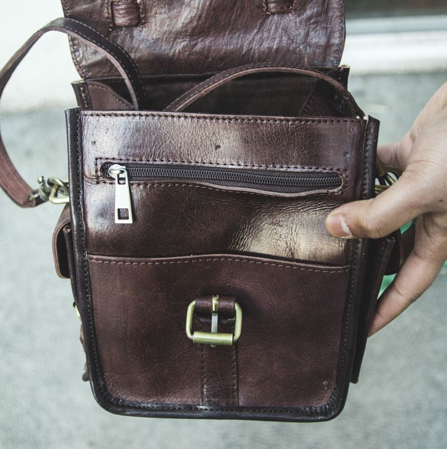 Professional Camera Bag (Dark Coco Gloss Leather)