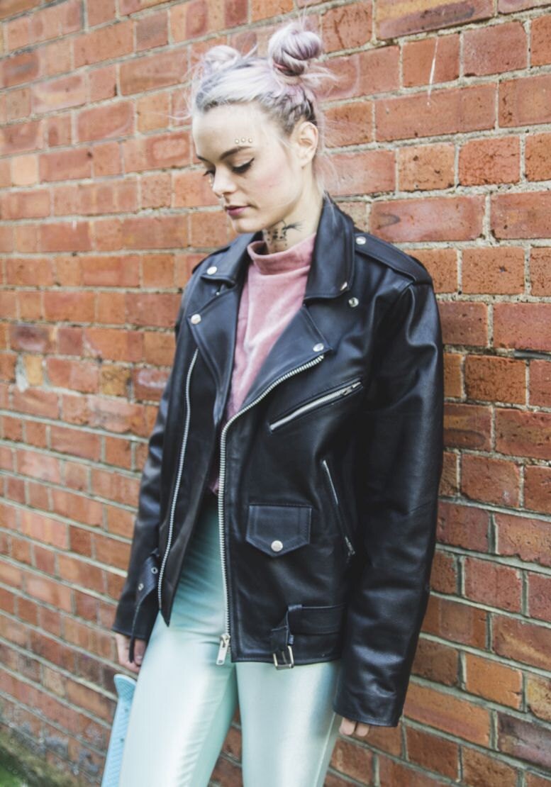 Classic Black Leather Biker Jacket (Oversized) | Marlon Brando Jacket