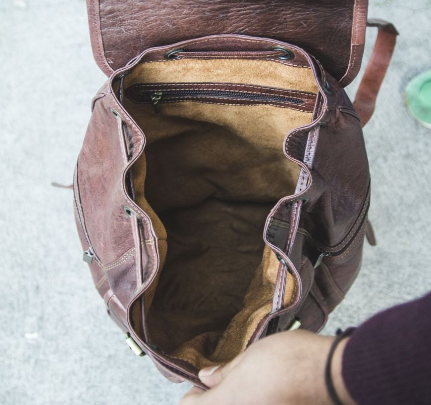 Leather Safari Rucksack With Zipped Pockets