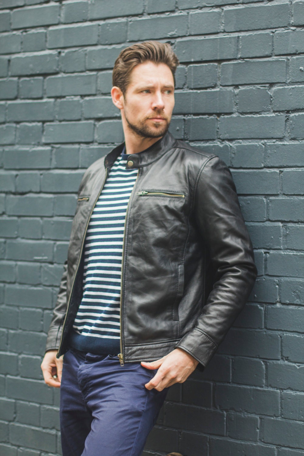 Premium Soft Black Leather Biker Motorcycle Jacket