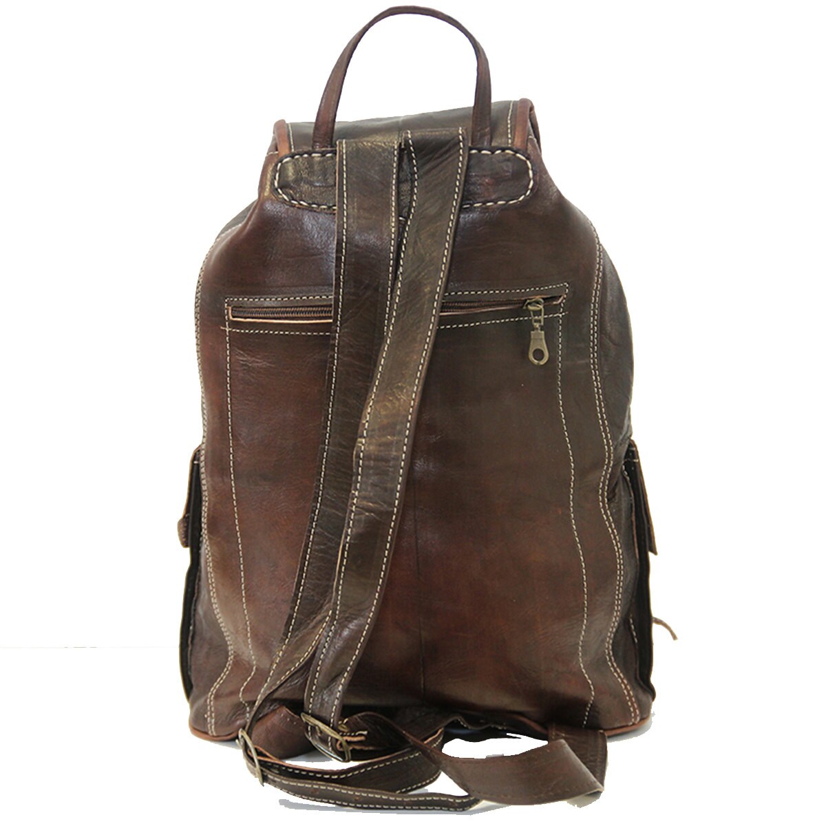Dark Brown Leather Rucksack | 80's Boho Style