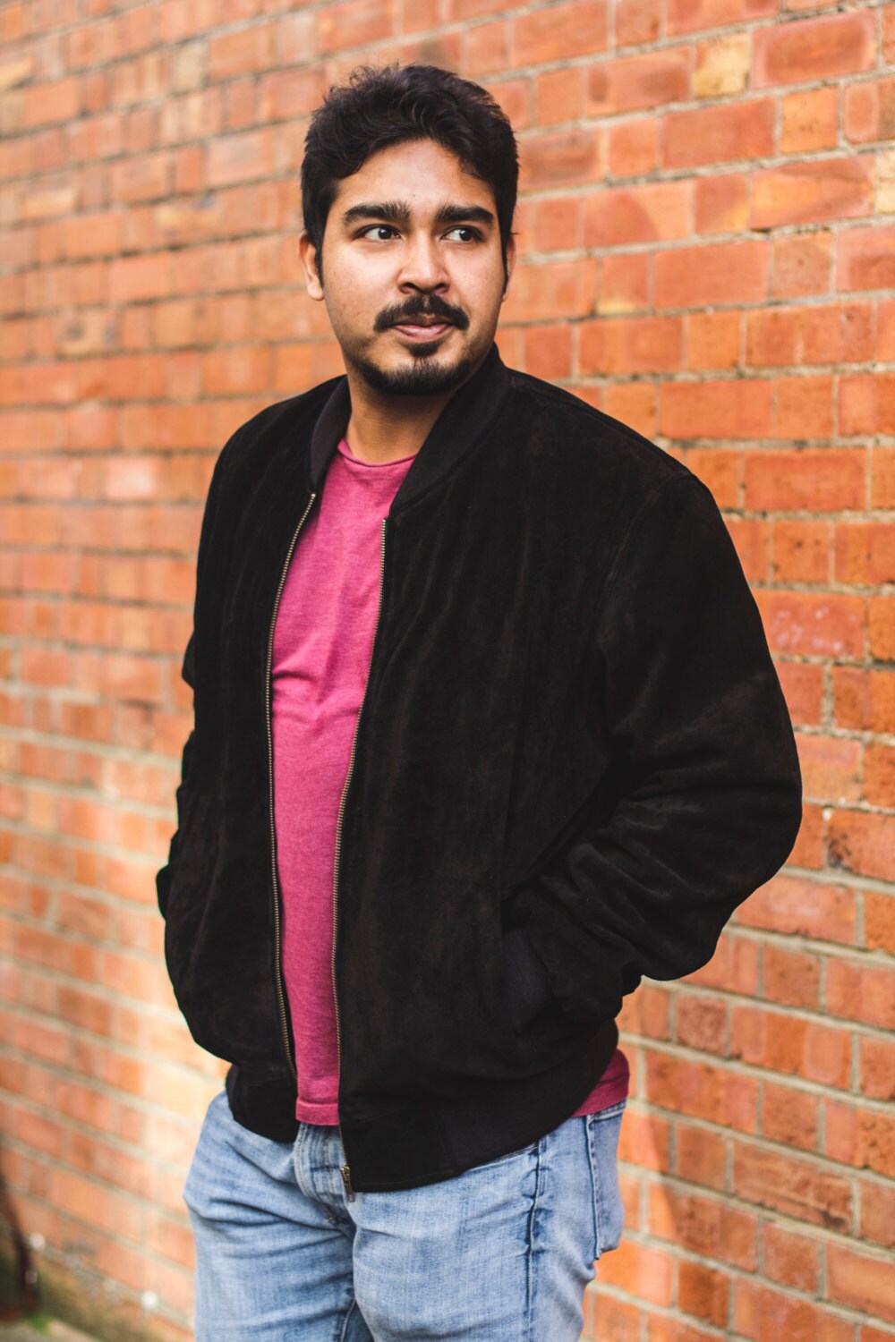 Suede Bomber Jacket In Black