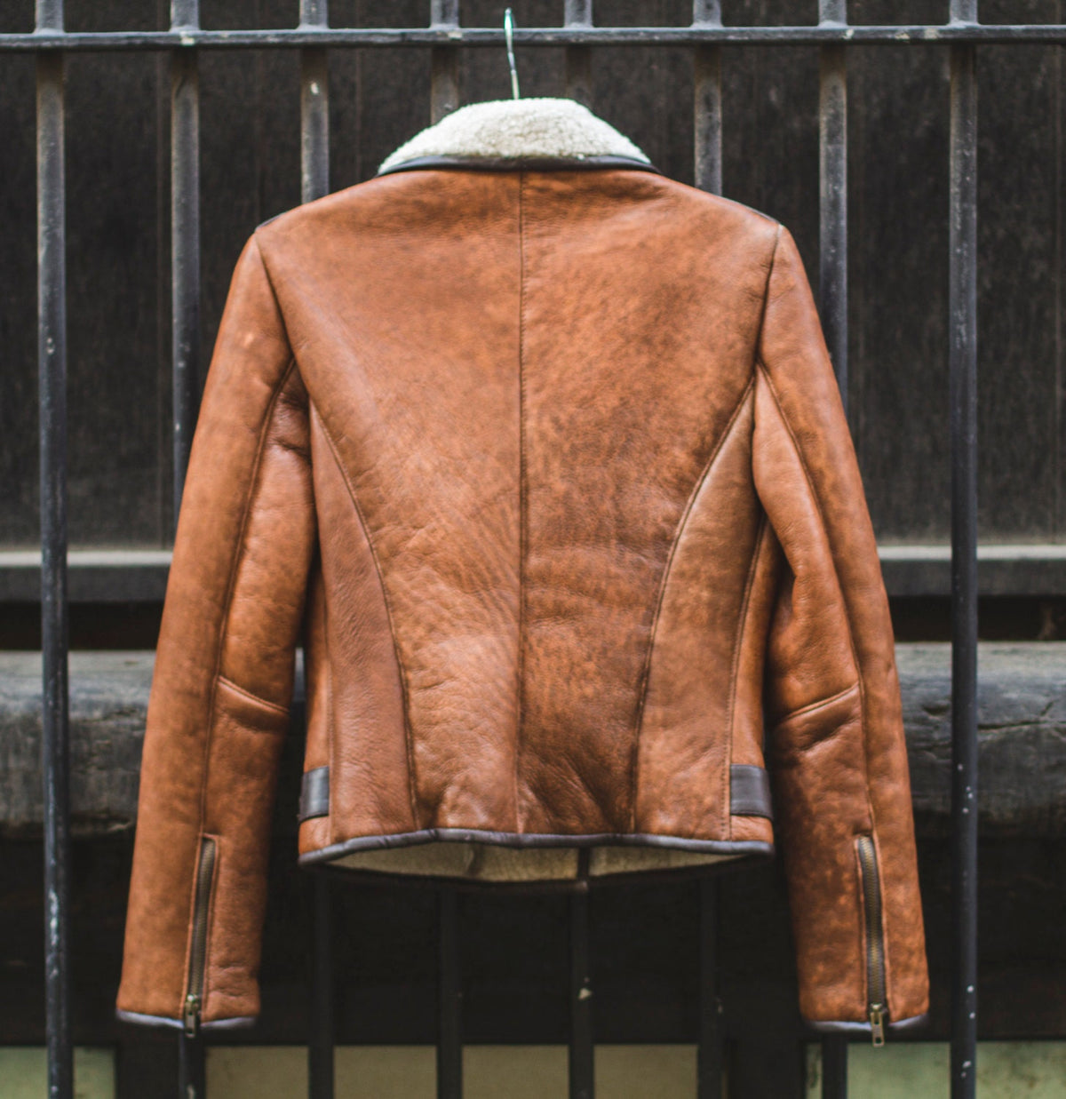 Genuine Sheepskin Biker Jacket With Shearling
