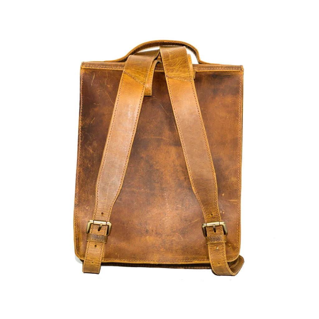 Distressed Hunter Leather Backpack Medium