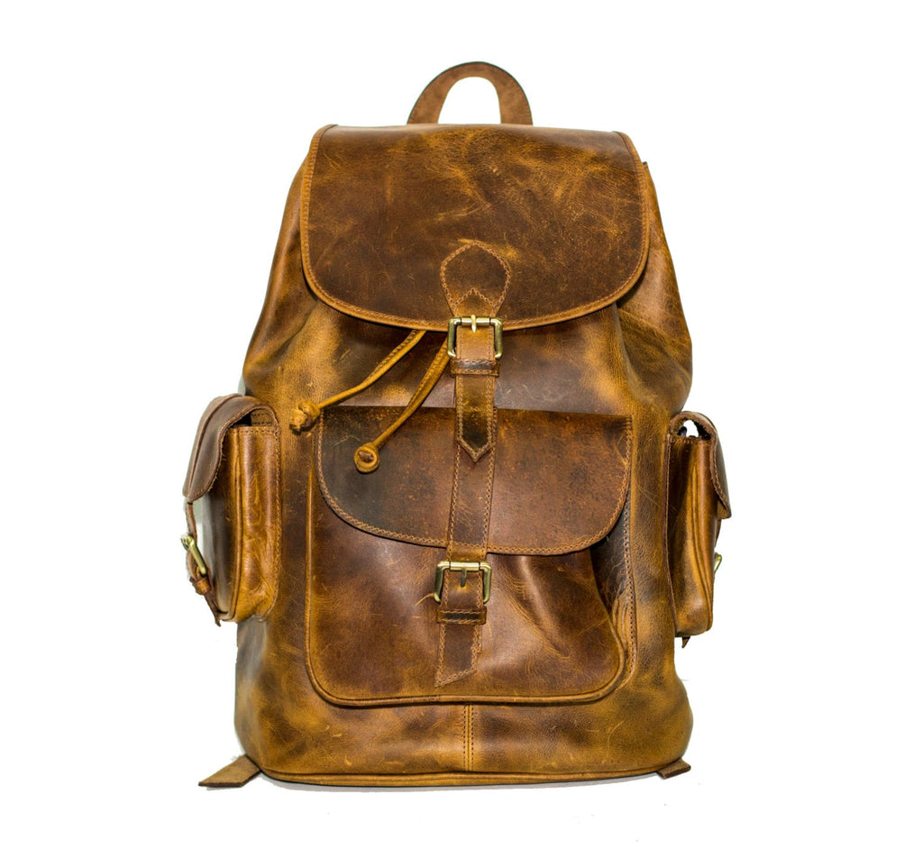 Stressed Brown Hunter Leather Traveller's Rucksack (Exclusive: Large)