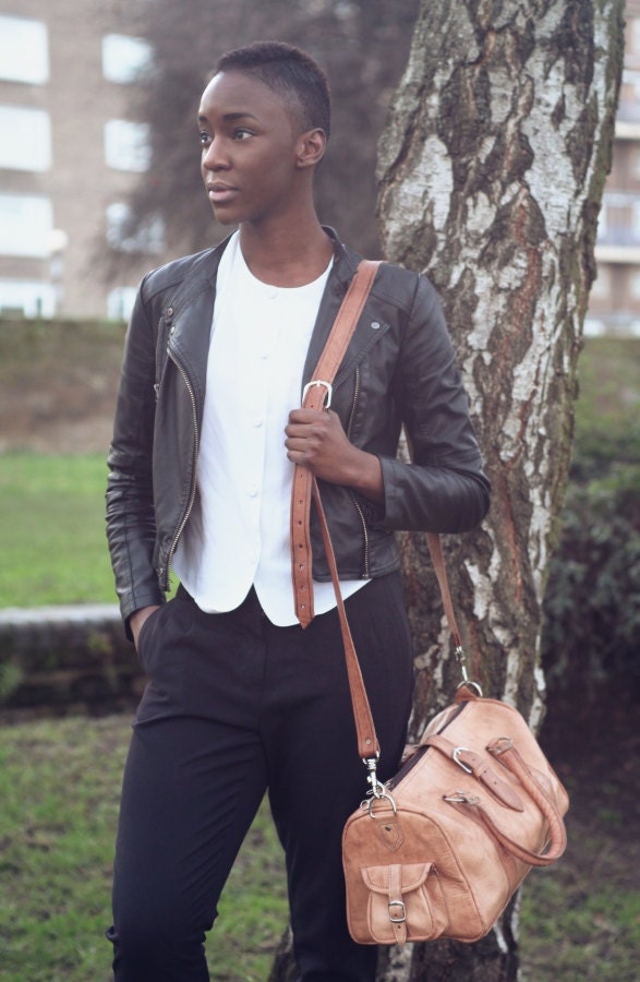 80's Style Urban Tan Brown Duffle Bag