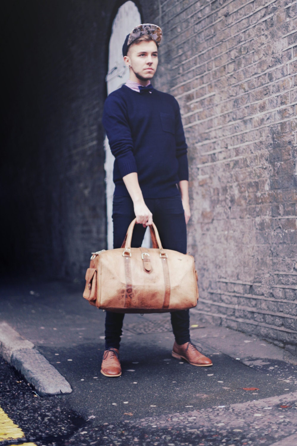80's Vintage Style Leather Voyager Holdall