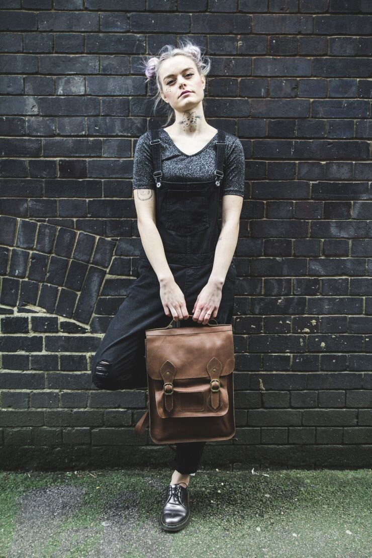 Leather Backpack With Flap In Toffee Brown