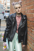 Classic Black Leather Biker Jacket (Oversized) | Marlon Brando Jacket