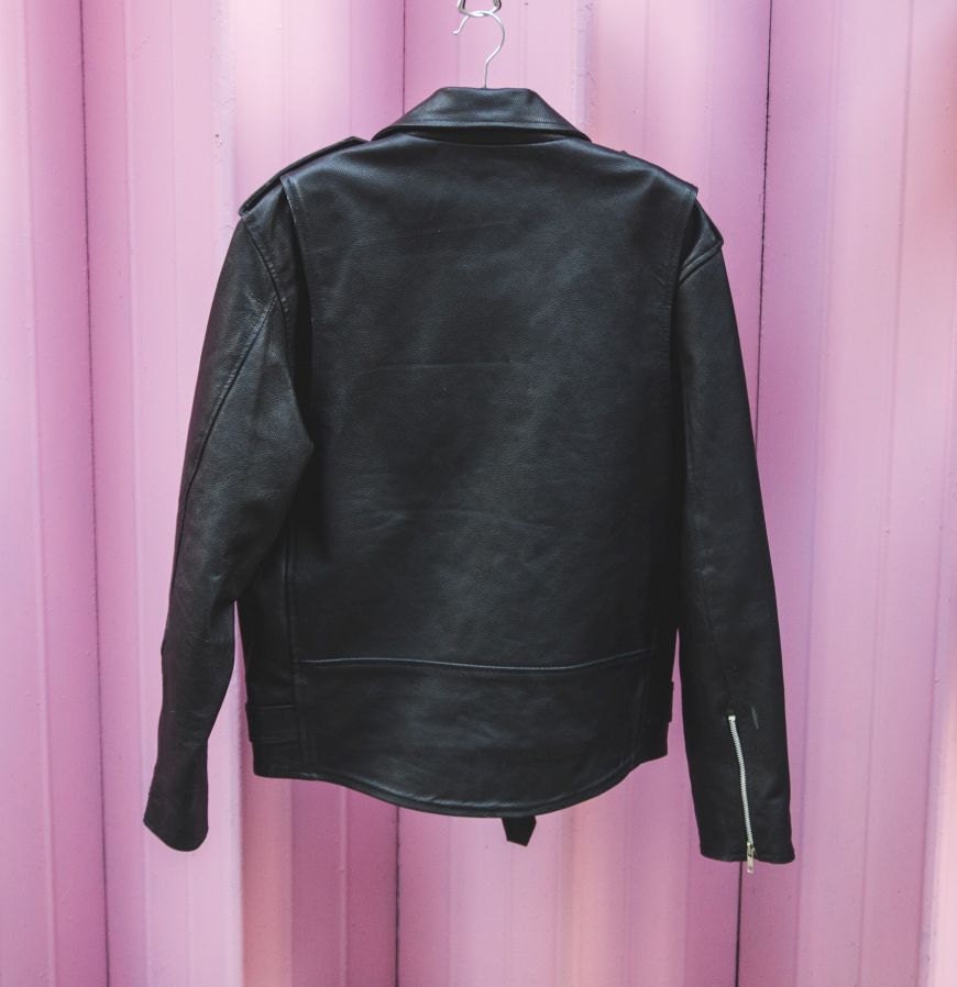 Classic Black Leather Biker Jacket (Oversized) | Marlon Brando Jacket