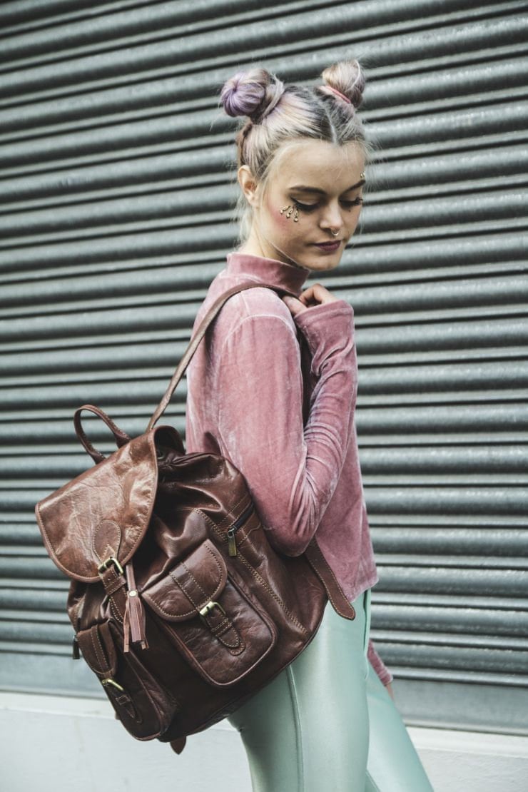 Leather Safari Rucksack With Zipped Pockets