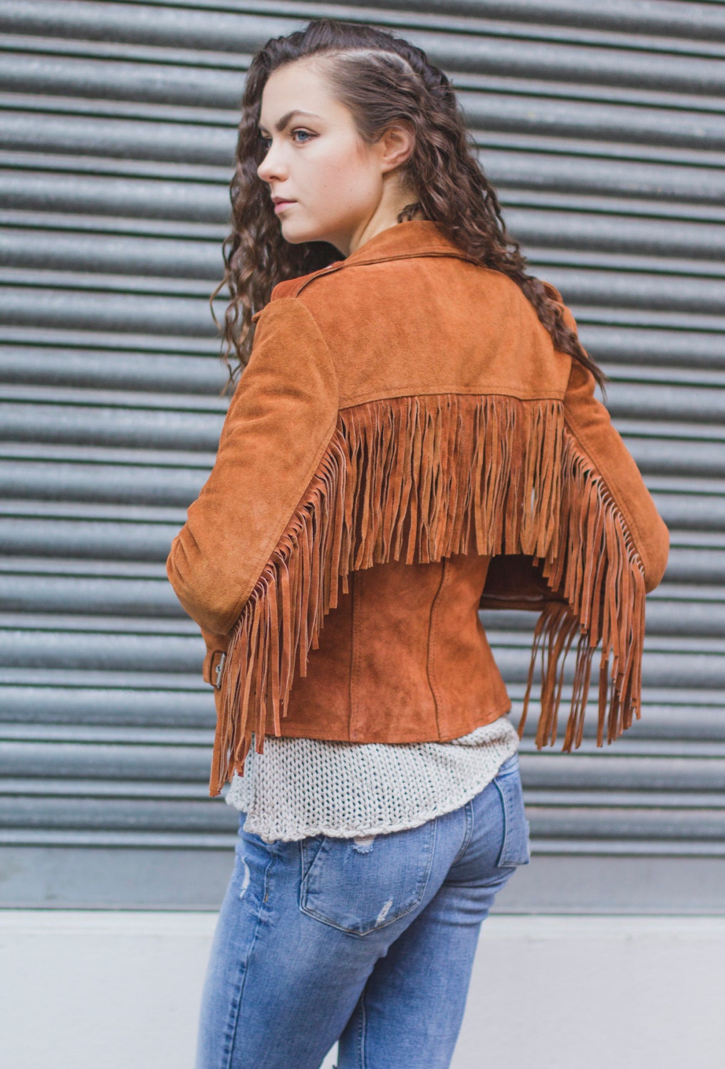 Suede Fringe Festival Jacket | 80's Style | Tobacco Brown (Can Be Ordered Without Fringe)
