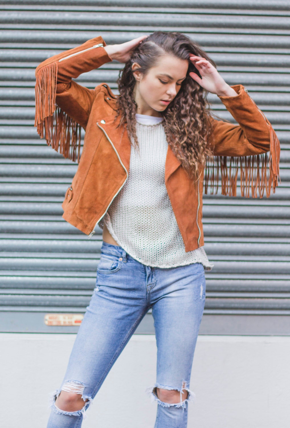 Suede Fringe Festival Jacket | 80's Style | Tobacco Brown (Can Be Ordered Without Fringe)