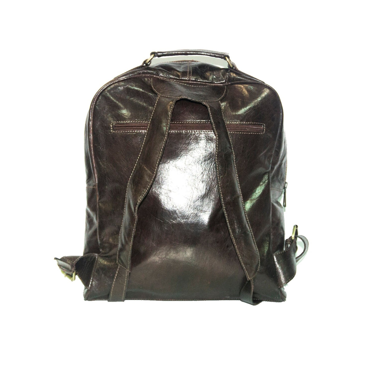 Gloss Brown Leather Office Backpack | Work Rucksack