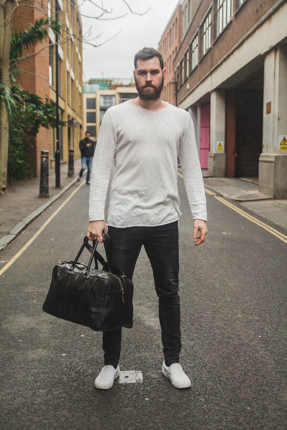 Traveller's Holdall | Duffle Bag | Black Gloss Leather