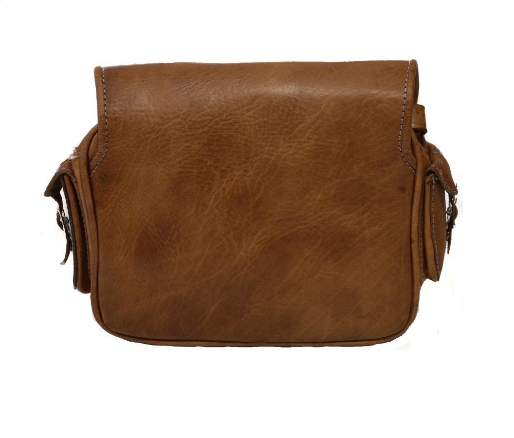 Small Polished Leather Moroccan Camera Bag Satchel | 80's Style