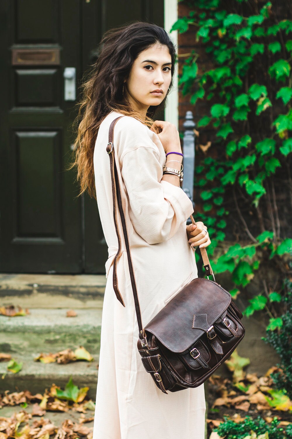 Medium Coco Leather Moroccan Camera Bag Satchel | 80's Style