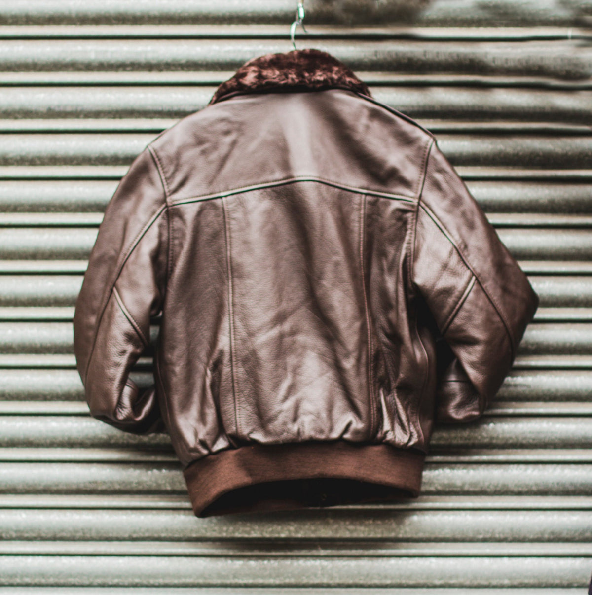 Brown Leather & Shearling Collar G-1 Pilot Aviator Jacket (Removable Double Breasted)
