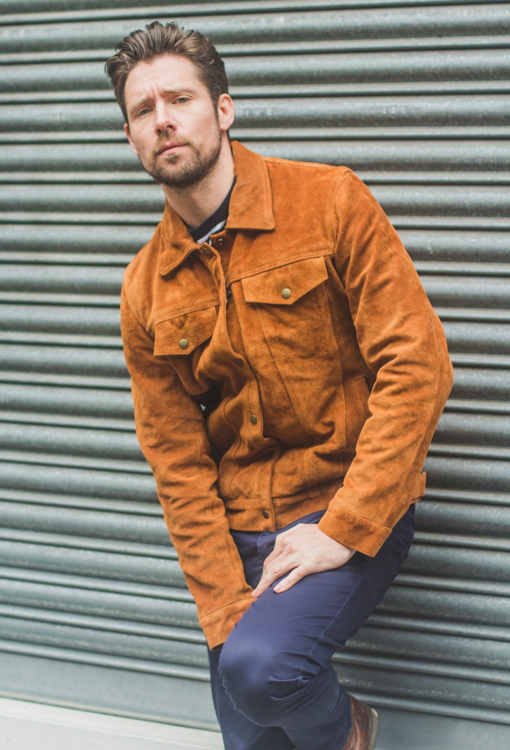 Tan Suede Western Trucker Jacket