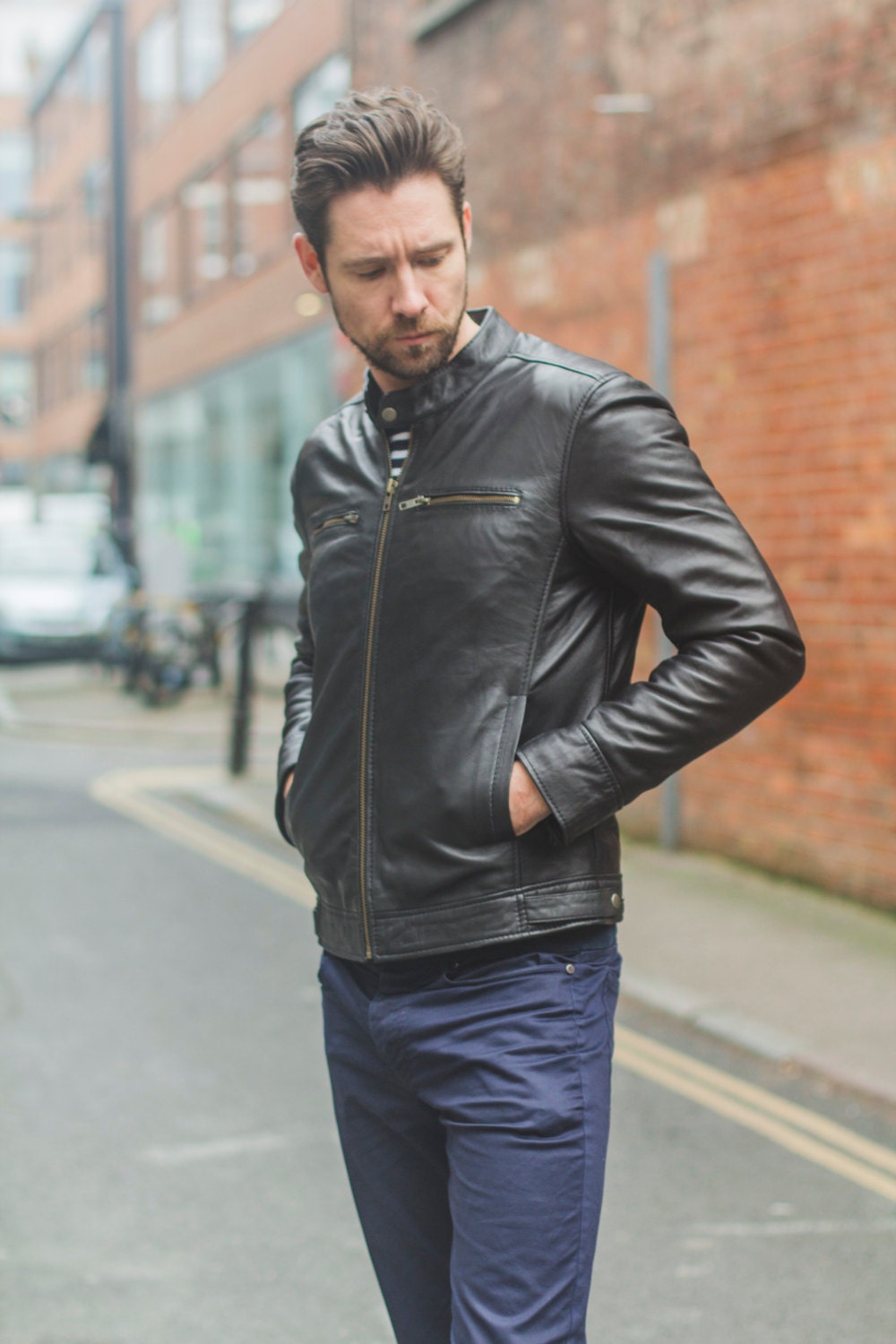 Premium Soft Black Leather Biker Motorcycle Jacket