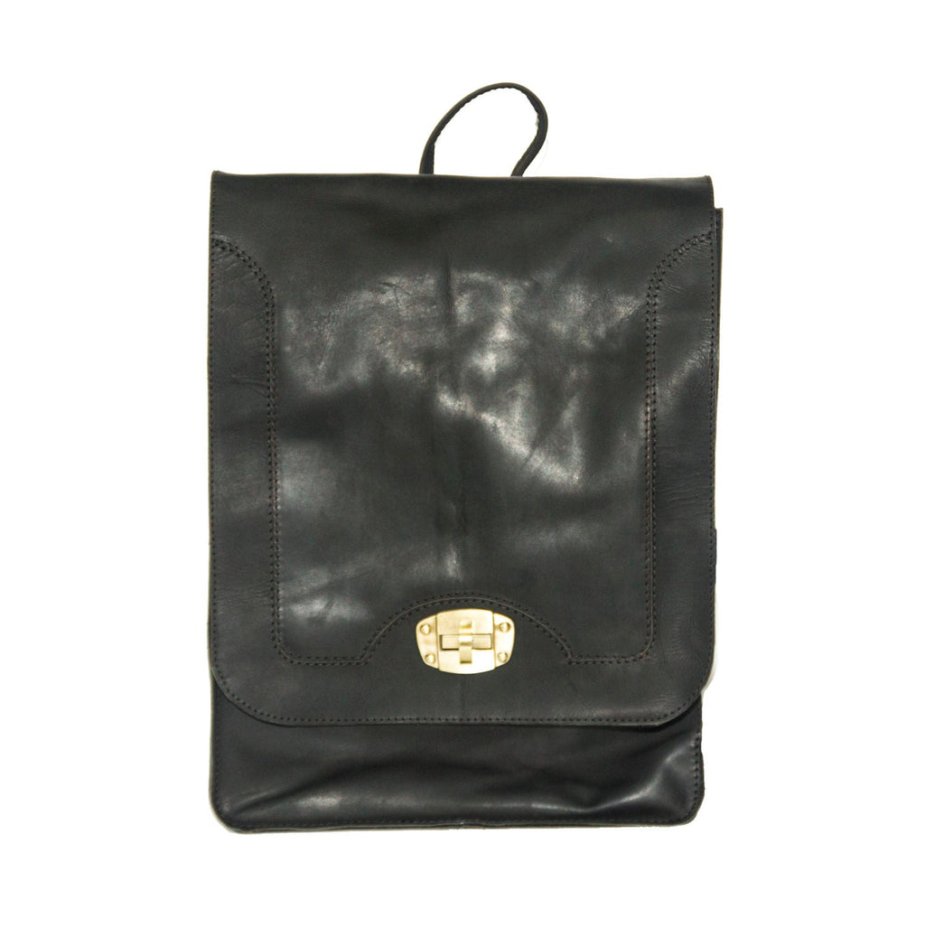 Briefcase Box Backpack With Brass Clasp | Black Hunter Leather