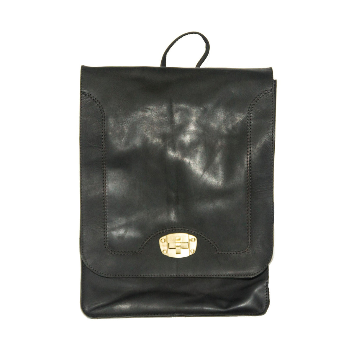 Briefcase Box Backpack With Brass Clasp | Black Hunter Leather