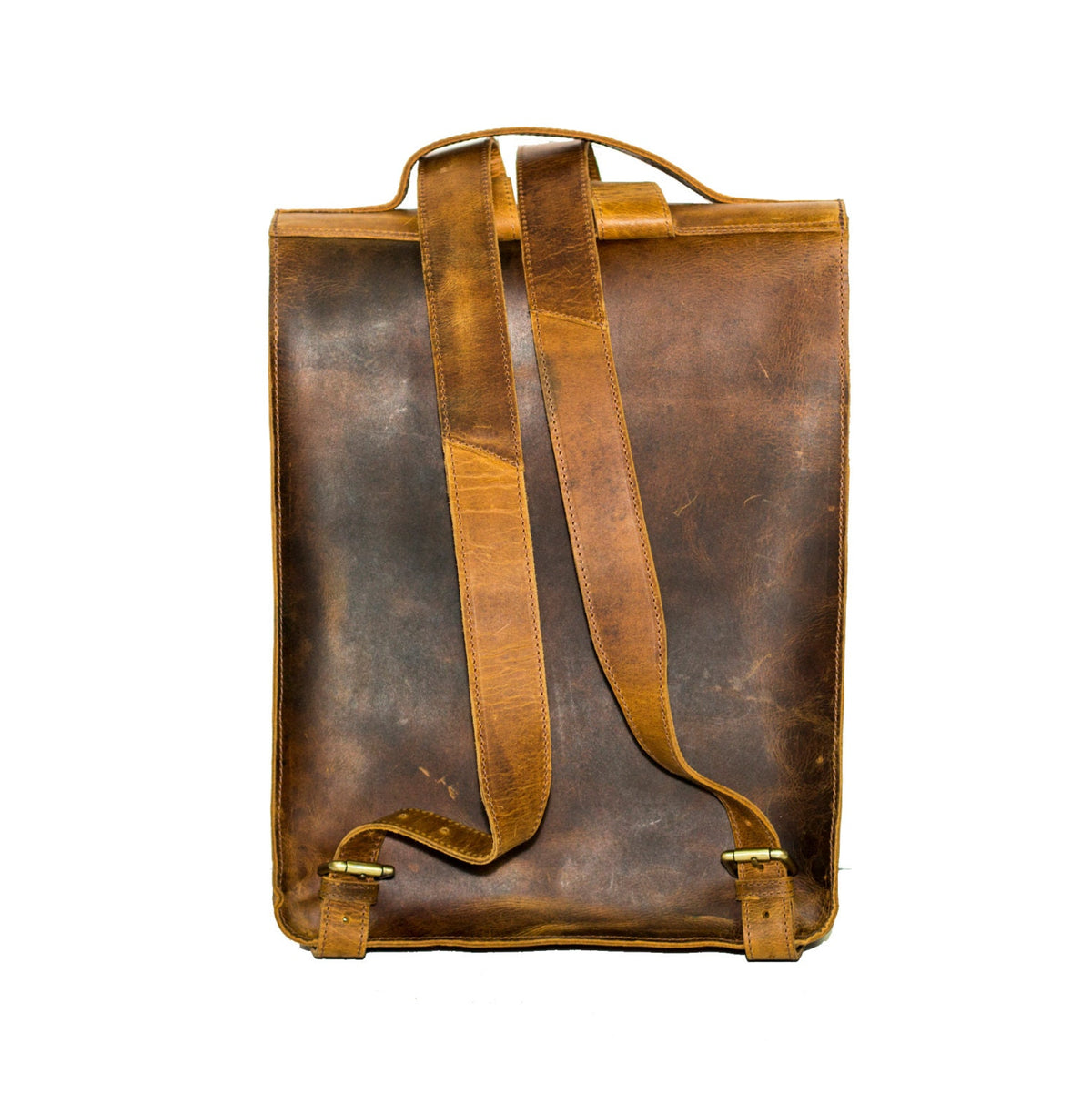 Distressed Hunter Leather Backpack In Brown