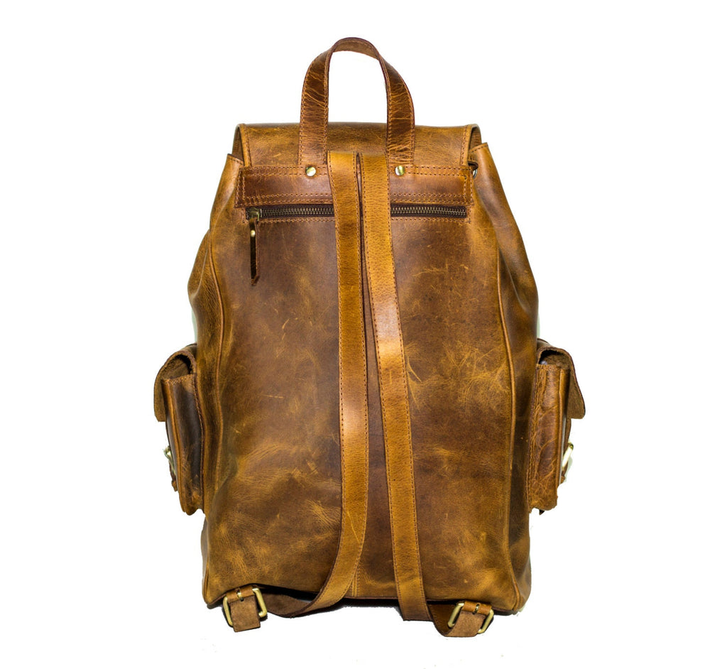 Stressed Brown Hunter Leather Traveller's Rucksack (Exclusive: Large)