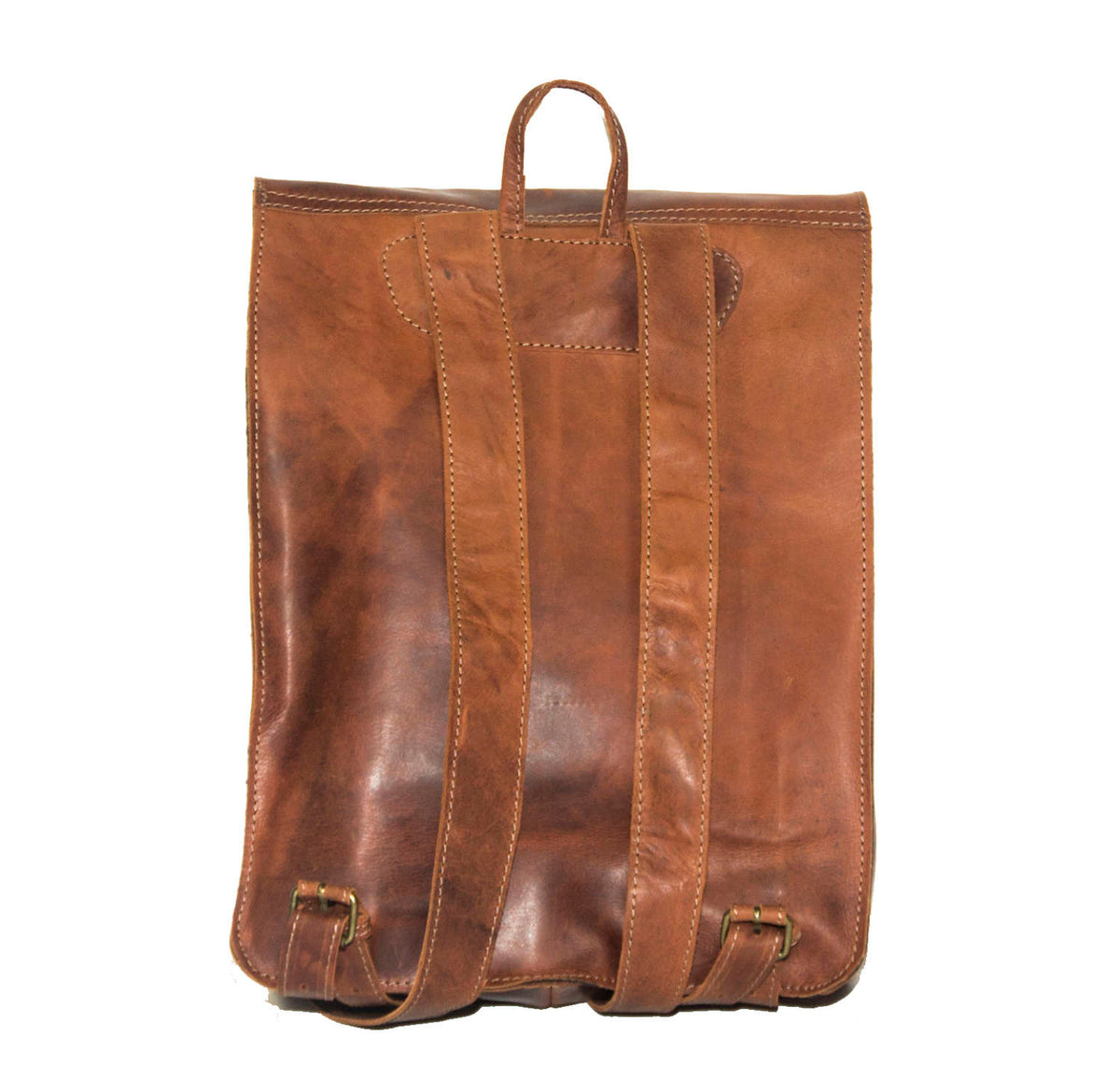 Briefcase Box Backpack With Brass Clasp | Wine Brown Hunter Leather