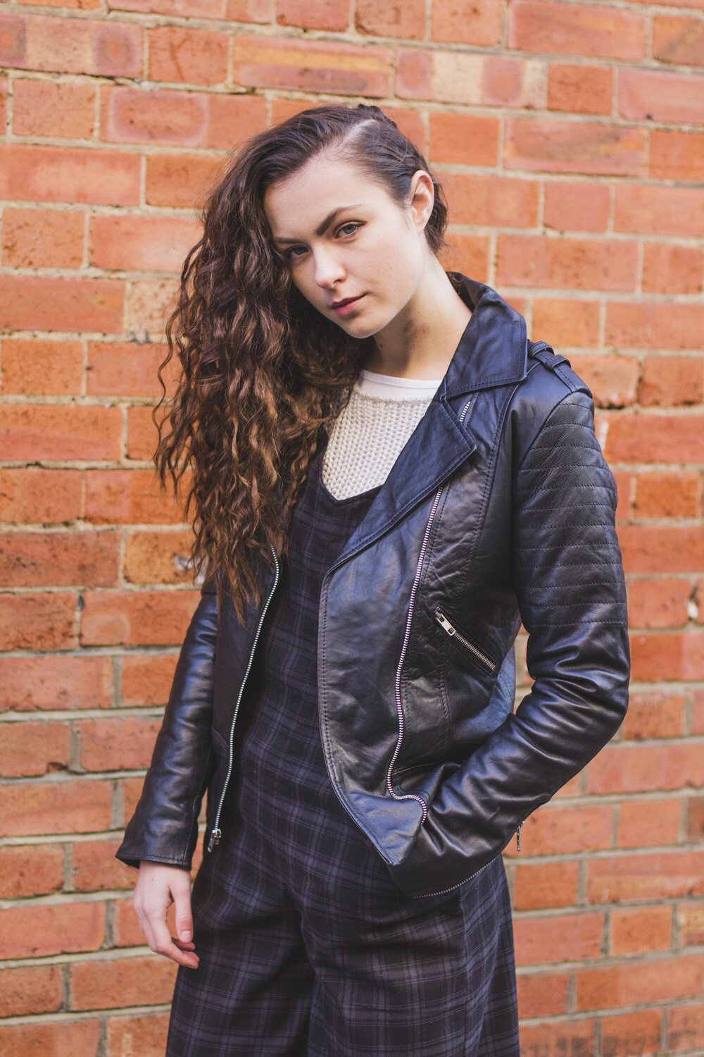 Soft Black Leather Biker Jacket With Quilted Arm Sleeves