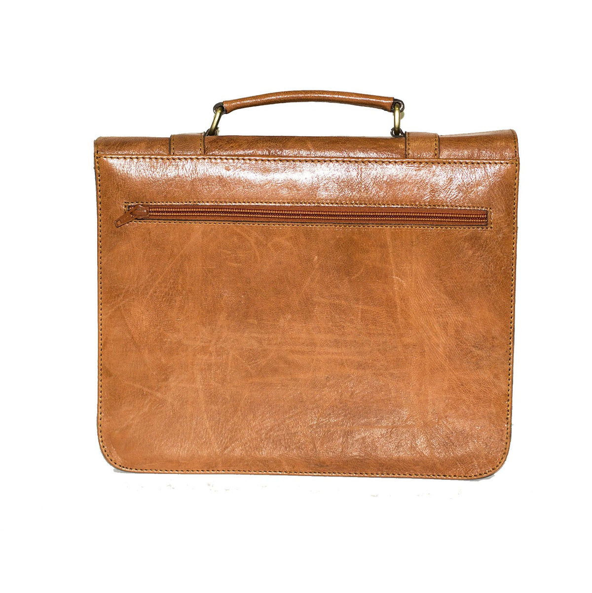 Tan Leather Laptop Messenger Bag Work Satchel
